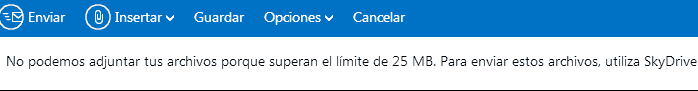 limite tamaño adjuntos