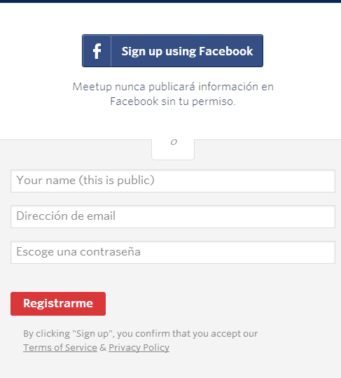 crear cuenta meetup