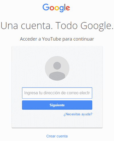 cuenta de Youtube (Google)