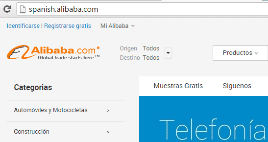 pagina para registrarse en alibaba